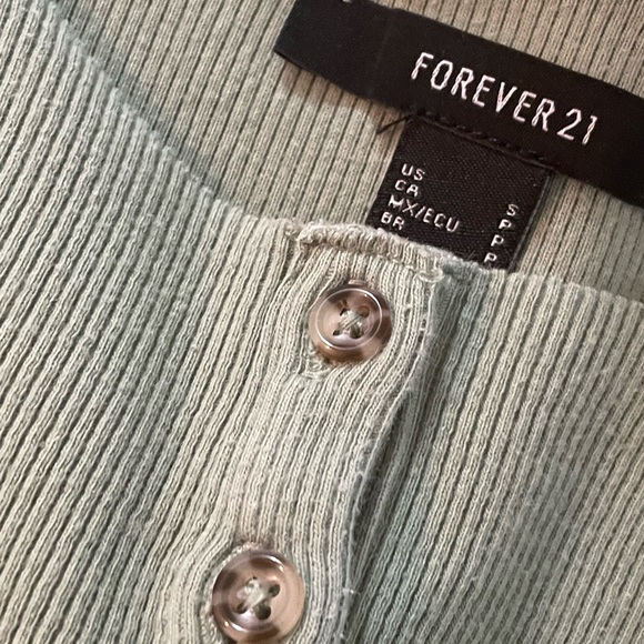 Forever 21 * ribbed green crop top * long sleeve * size small - Picture 7 of 15